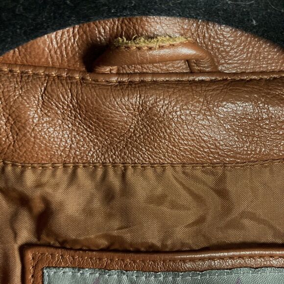 Wilsons Leather Jacket Women's M Medium Brown Tobacco Coat pointed collar - Picture 10 of 12